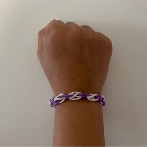 Purple and white, kids handmade rainbow loom bracelet